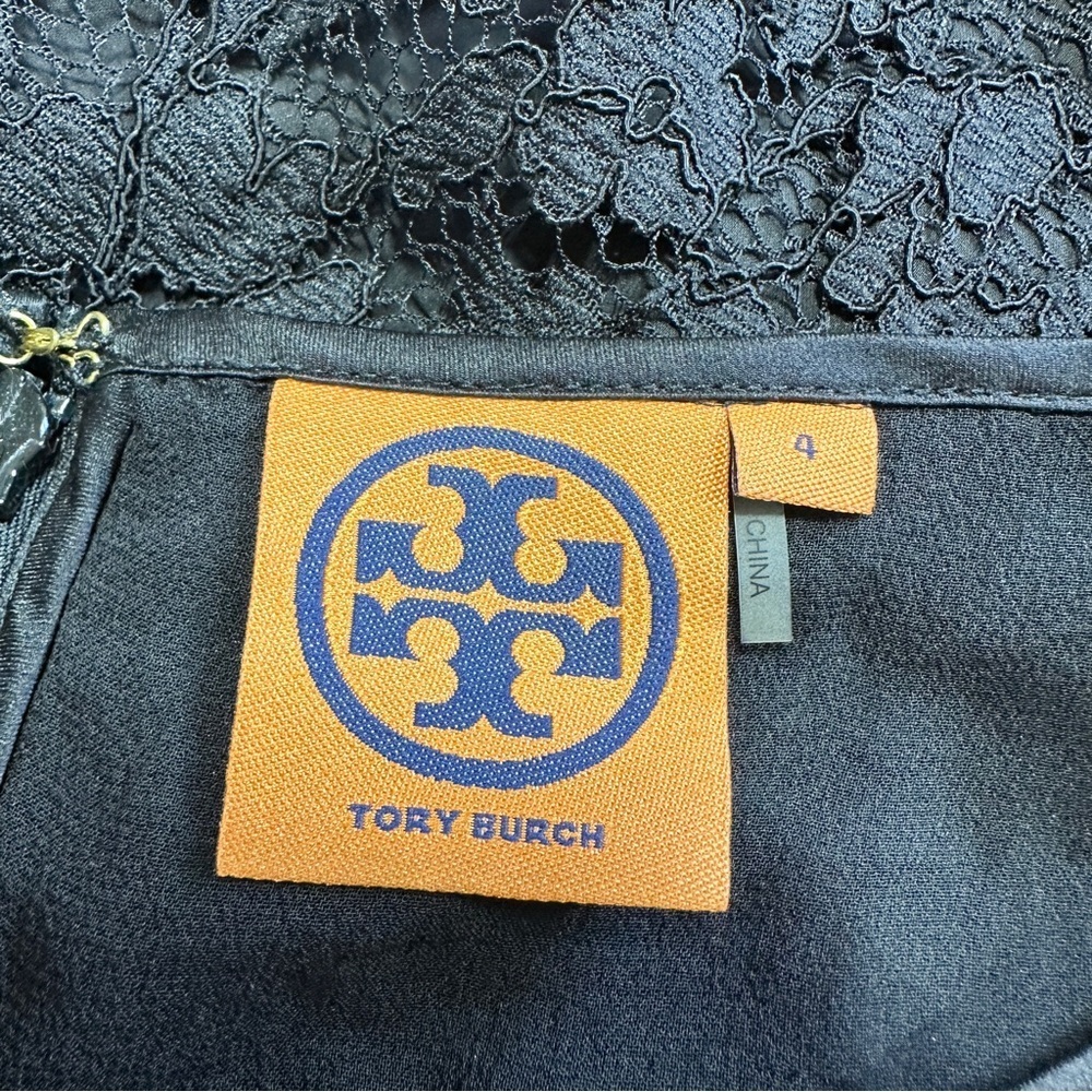 Tory Burch Women’s Silk Bovary Lace Cocktail Dress Shortsleeve Party in Black 4 - Picture 10 of 13